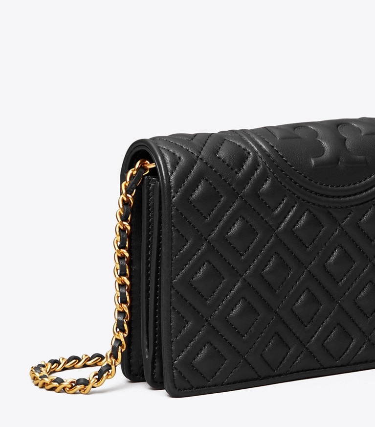 Tory Burch designer mini bags Fleming Wallet Crossbody in Black angle
