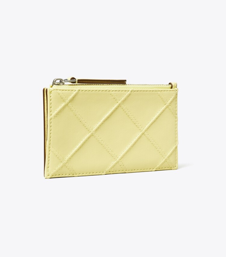 Tory Burch designer card cases Fleming Zip Card Case in Frozen Zest angle
