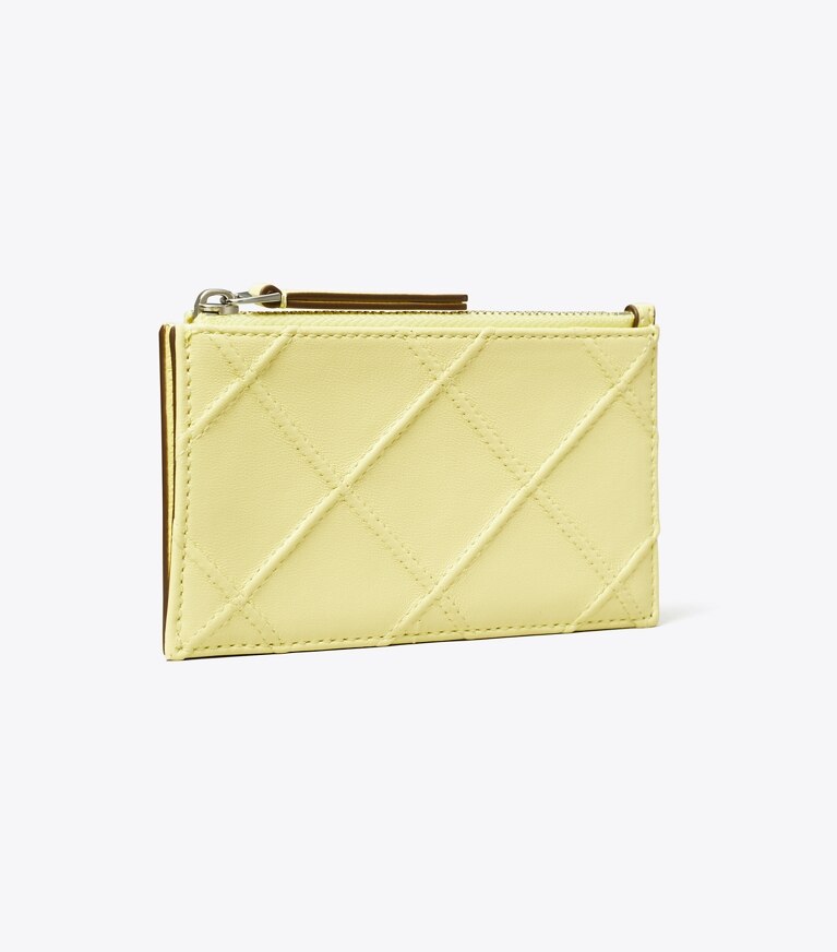 Tory Burch designer card cases Fleming Zip Card Case in Frozen Zest angle