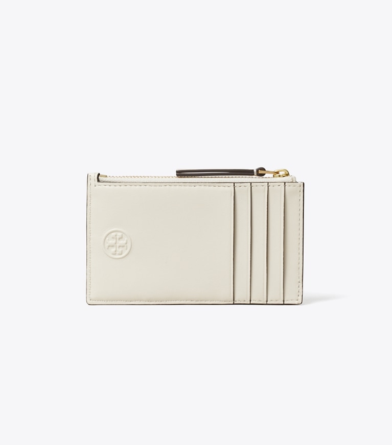 Tory Burch designer card cases Fleming Zip Card Case in Light Cream back