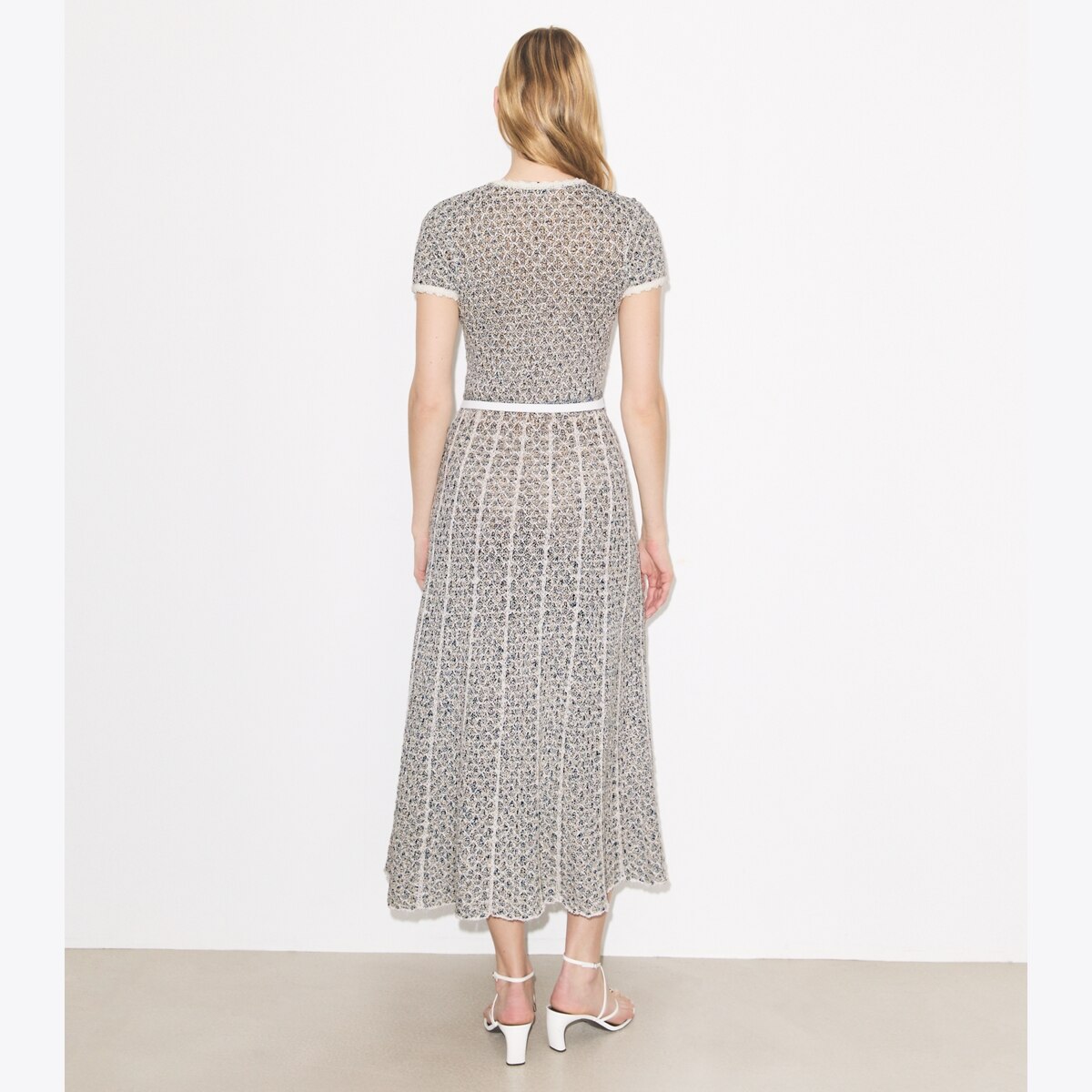 Riu【新品】 Flower tulle docking knit dress floral-appliqué-knit-dress-on-