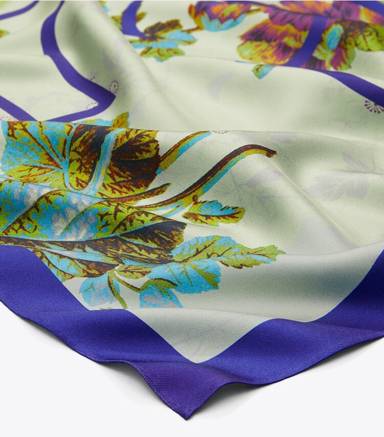 Tory Burch designer scarves Floral Blur Square in Blurry Floral Purple detail