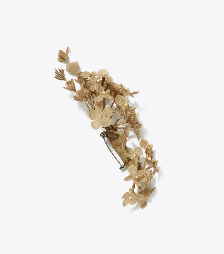 Tory Burch designer hair pins Floral Brooch in White front