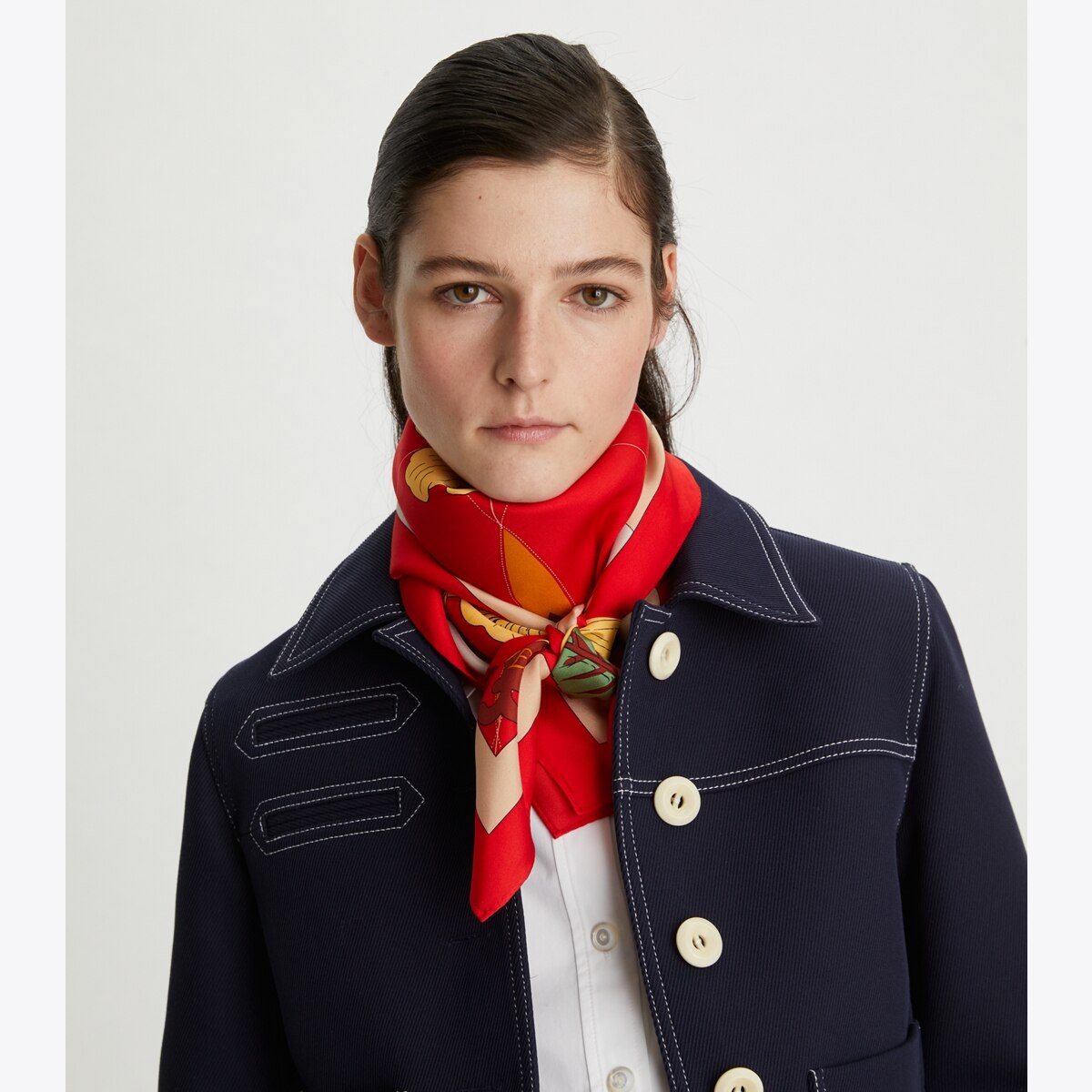 Floral Compass Silk Square Scarf : Women's Designer Scarves
