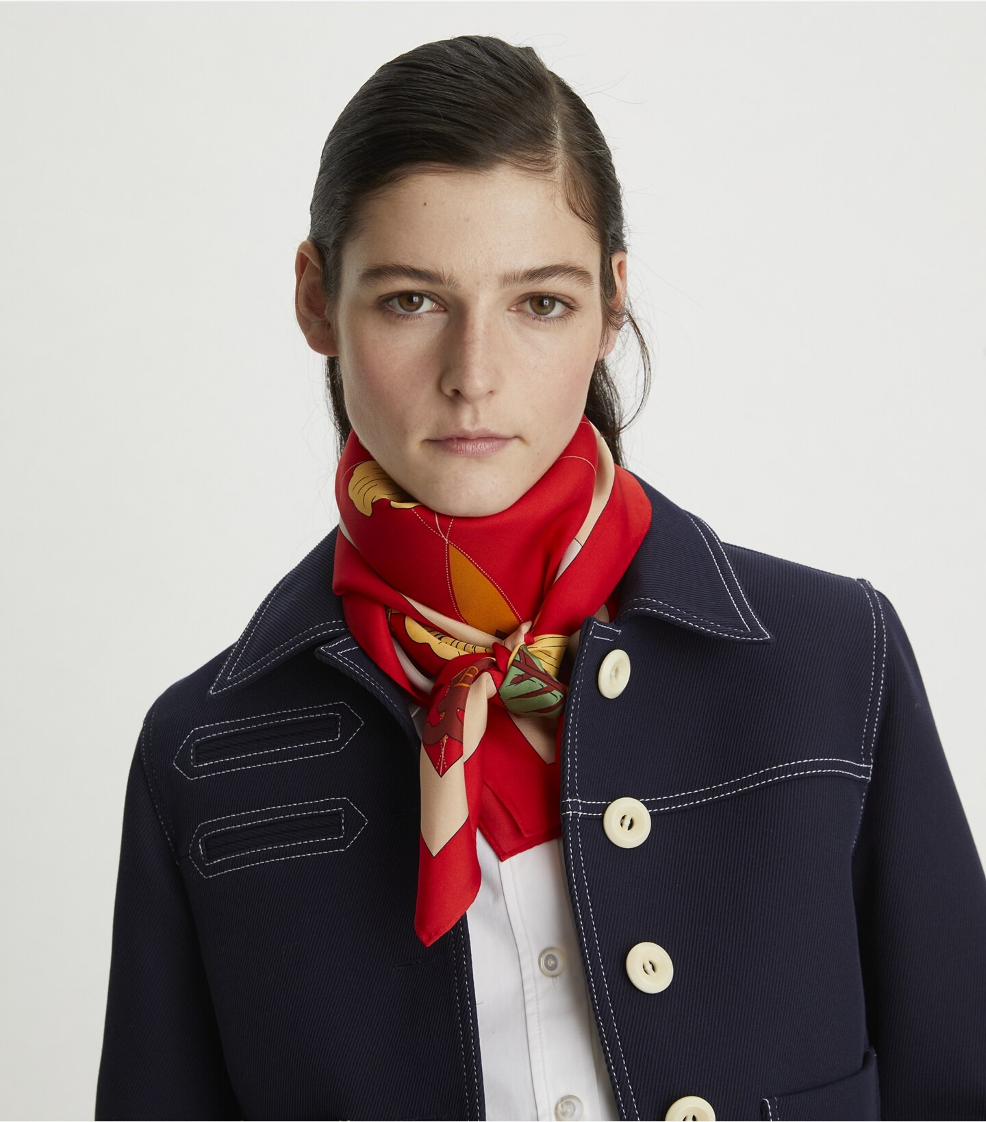 Floral Compass Silk Square Scarf 