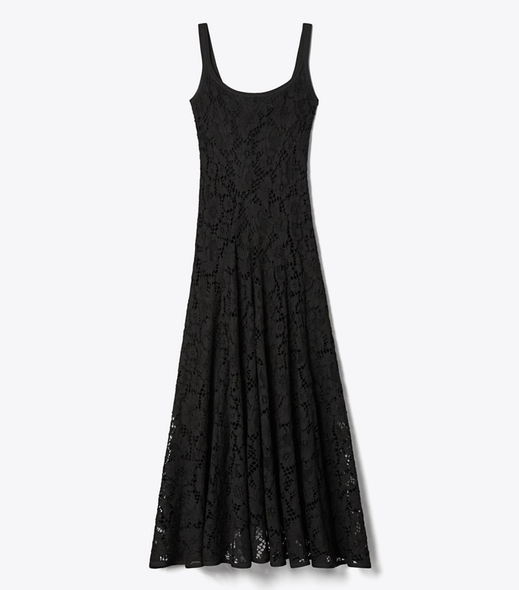 Tory Burch designer dresses Floral Lace Dress in Black front