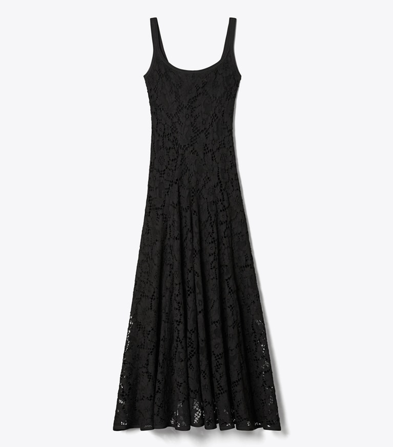 Tory Burch designer dresses Floral Lace Dress in Black front
