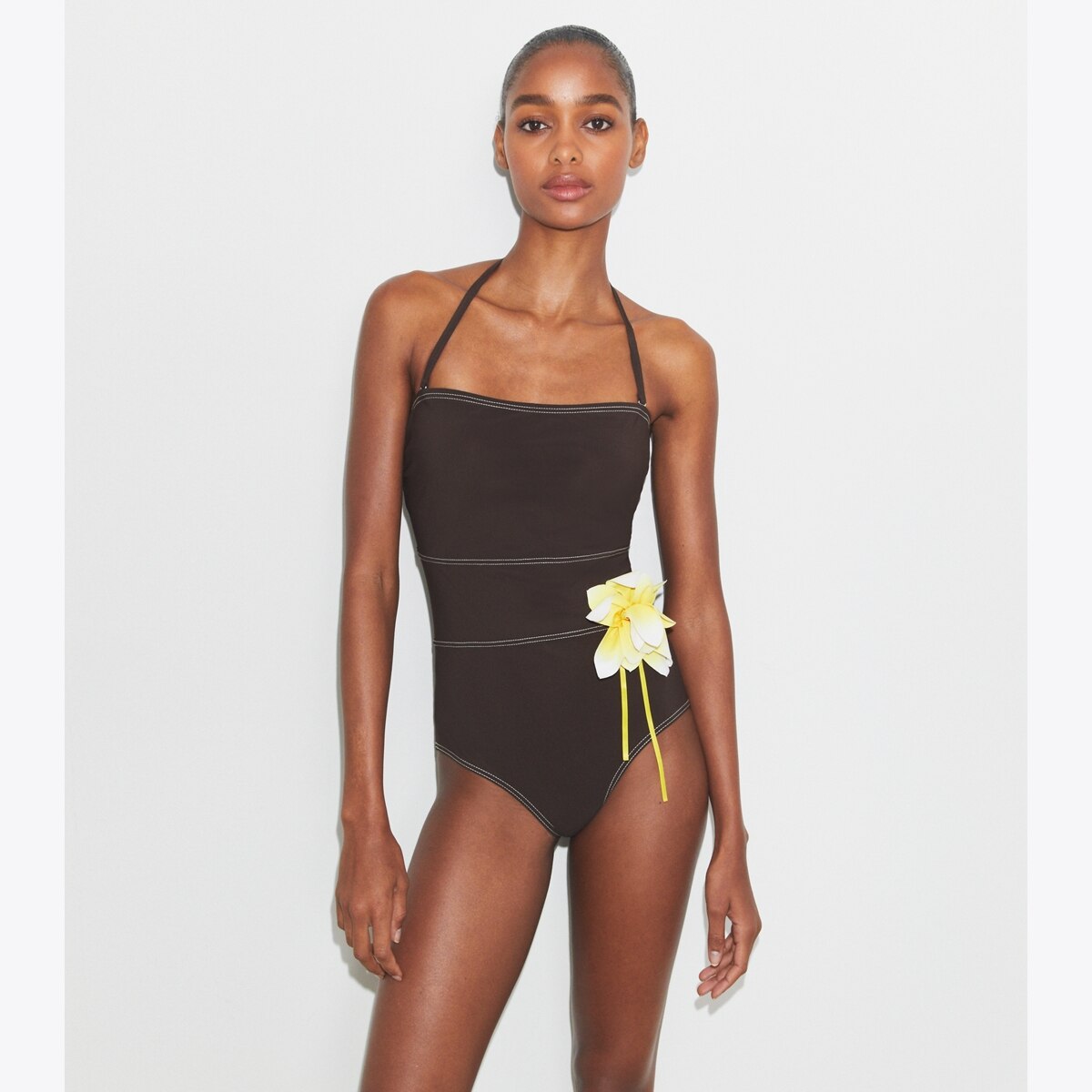Tory Burch★FLOWER BANDEAU SWIMSUIT Flower Bandeau Swimsuit: Women's Designer One Pieces | Tory