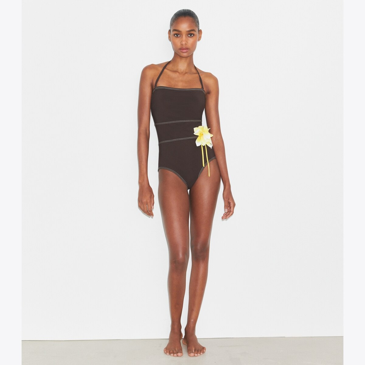 Flower Bandeau Swimsuit: Women's Designer One Pieces | Tory