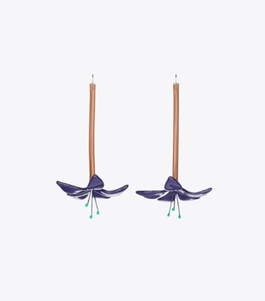Tory Burch designer earrings Flower Earrings in Navy front