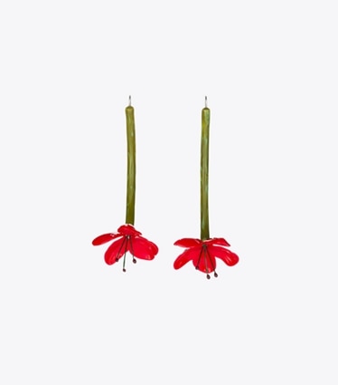 Tory Burch designer earrings Flower Earrings in Red front