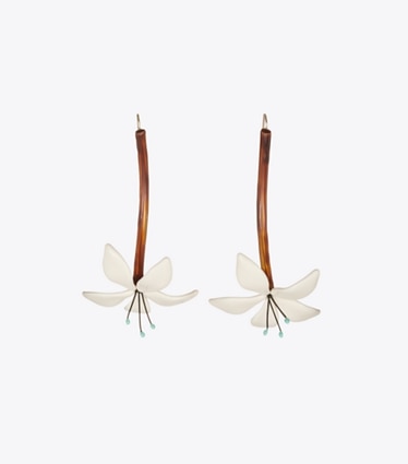 Tory Burch designer earrings Flower Earrings in Tortoise front