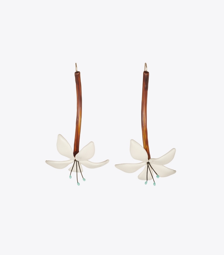 Tory Burch designer earrings Flower Earrings in Tortoise front
