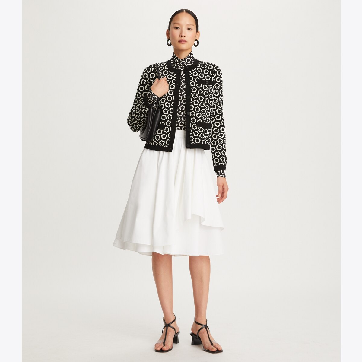 Flower Jacquard Kendra Cardigan: Women's Designer Sweaters Flower Jacquard Kendra Cardigan: Women's Designer Sweaters