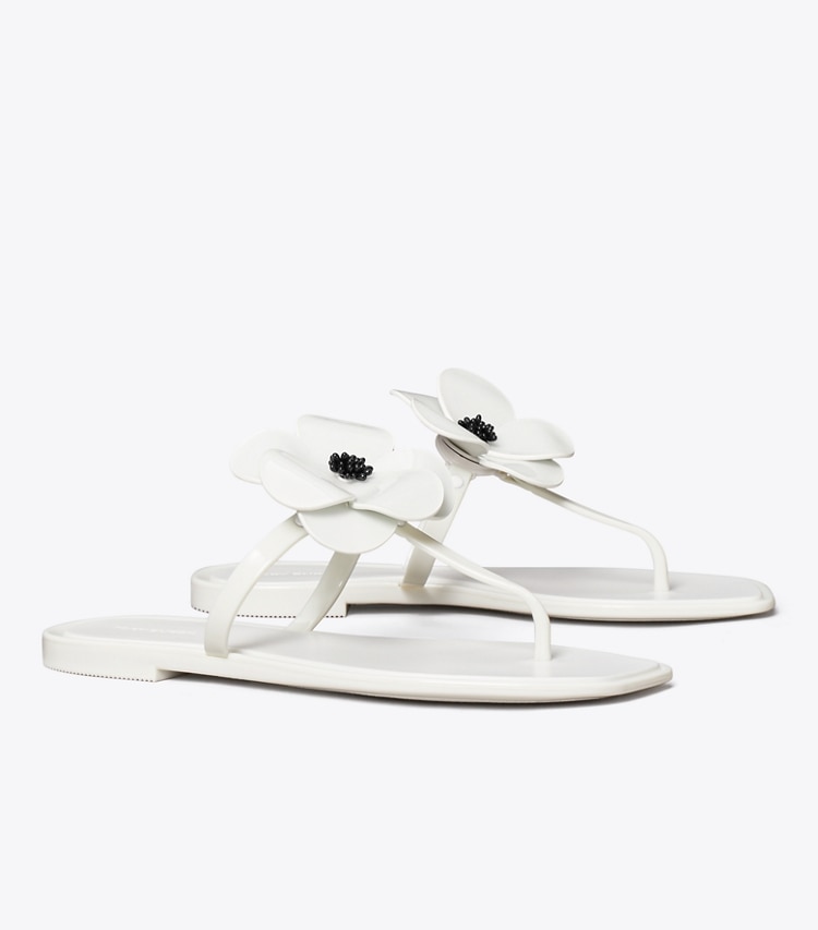 Tory Burch designer sandals Flower Jelly Sandal in OFF WHITE angle