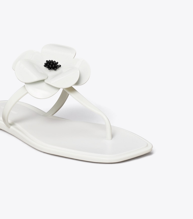 Tory Burch designer sandals Flower Jelly Sandal in OFF WHITE angle