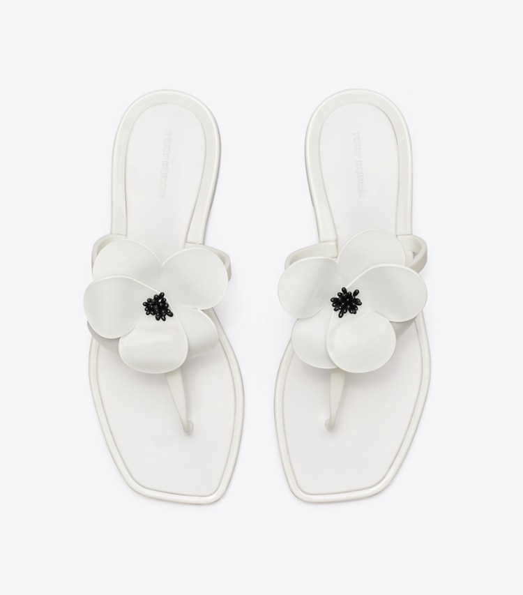 Tory Burch designer sandals Flower Jelly Sandal in OFF WHITE overhead