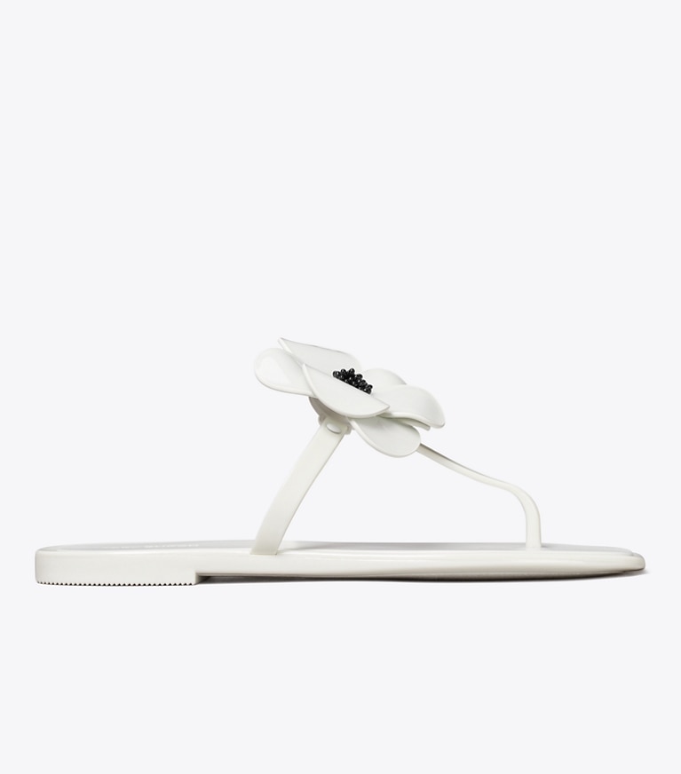 Tory Burch designer sandals Flower Jelly Sandal in OFF WHITE angle