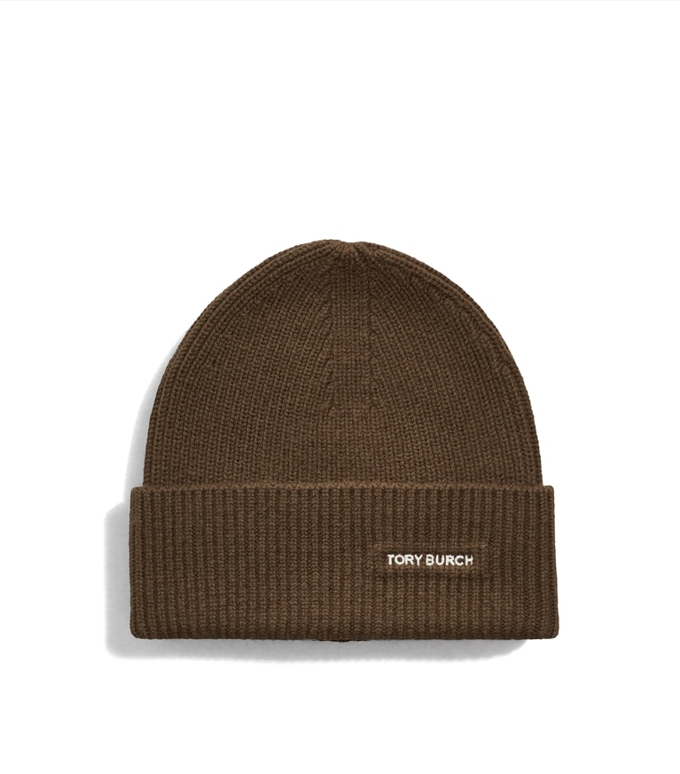 Tory Burch designer hats Fold Over Beanie in Dark Brown additional