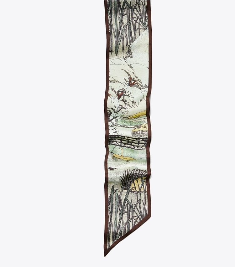 Tory Burch designer scarves Forest Ribbon Tie in Forest Ribbon Tie Yellow detail