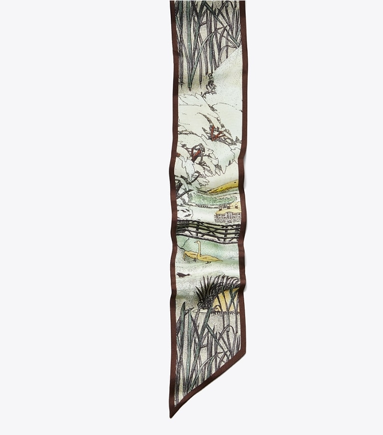Tory Burch designer scarves Forest Ribbon Tie in Forest Ribbon Tie Yellow detail