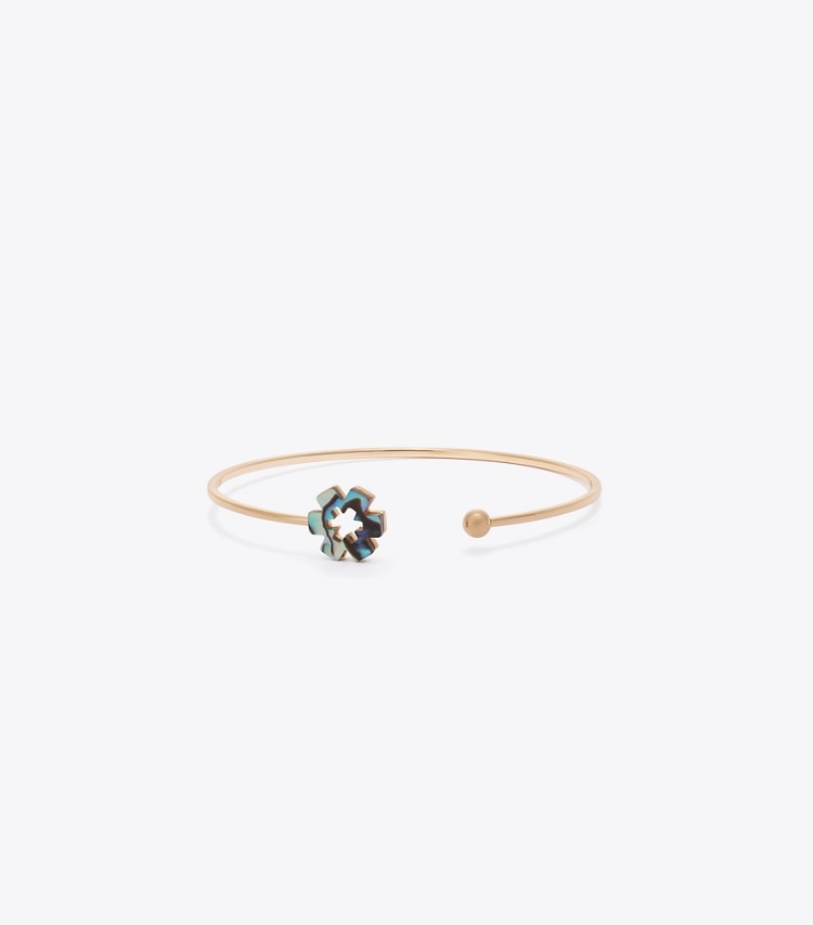 Tory Burch designer armbänder Forget Me Not Armspange in Tory Gold / Abalone front
