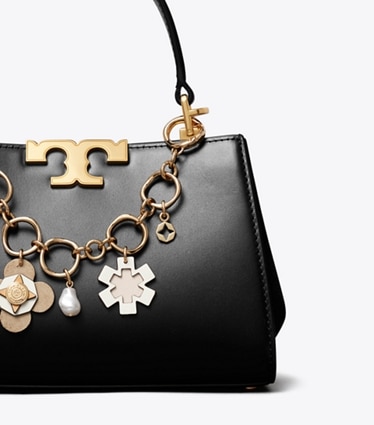 Tory Burch designer bag charms & key rings Forget Me Not Bag Chain in Tory Gold detail