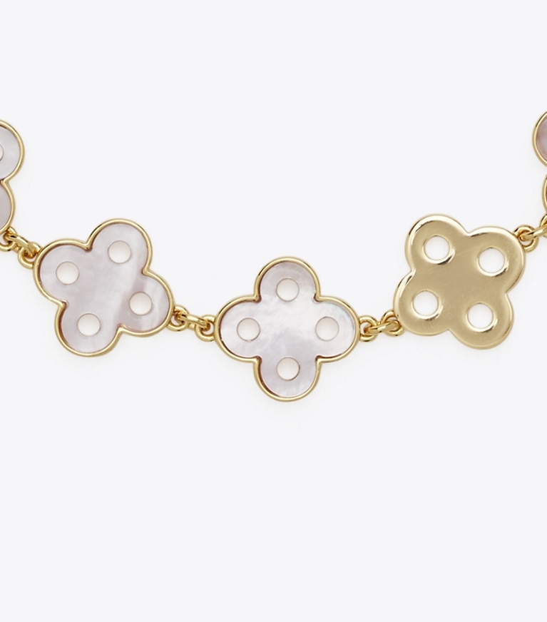 Tory Burch designer ブレスレット キラ クローバー ブレスレット in Tory Gold / Pink front