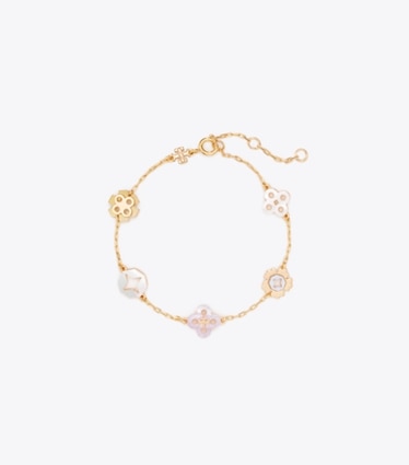 Tory Burch designer bracelets Forget Me Not Bracelet in Tory Gold / MOP Multi front