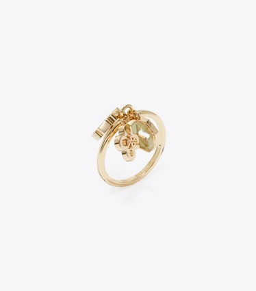 Tory Burch designer rings Forget Me Not Charm Ring in Tory Gold / Mother of Pearl angle