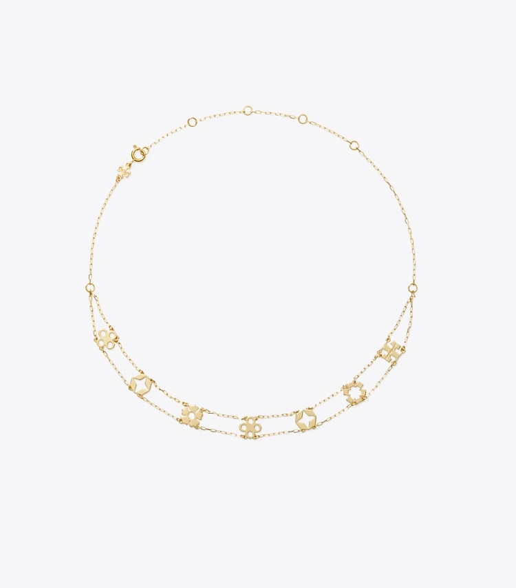 Tory Burch designer necklaces Forget Me Not Choker Necklace in Tory Gold front