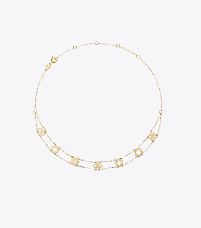 Tory Burch designer necklaces Forget Me Not Choker Necklace in Tory Gold front