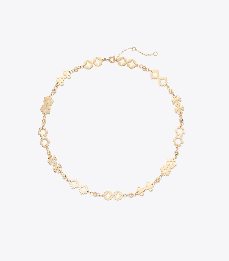Tory Burch designer necklaces Forget Me Not Clover Necklace in Tory Gold front