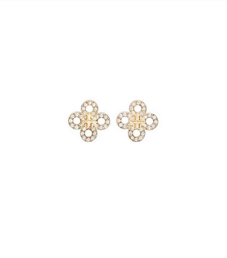 Tory Burch designer ohrringe Forget Me Not Clover Ohrstecker in Tory Gold / Crystal additional