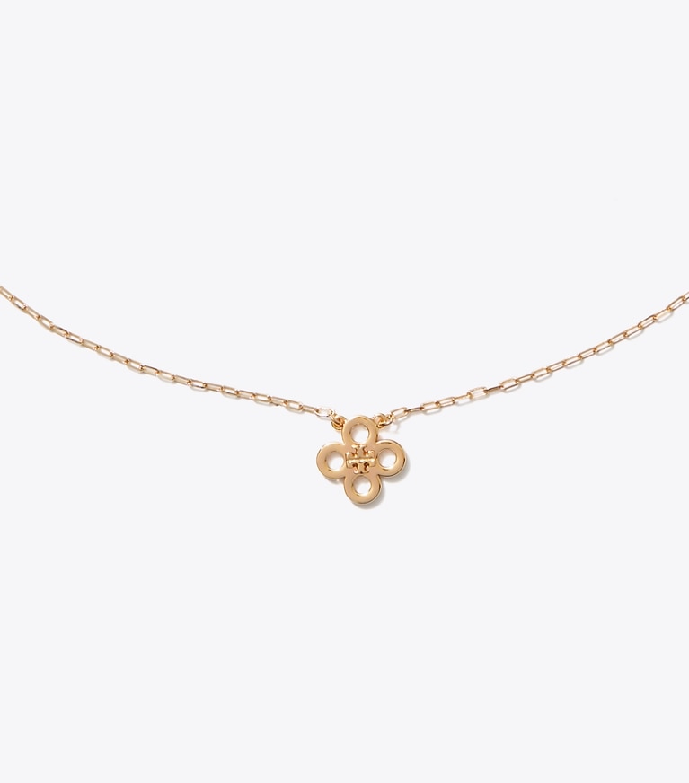 Tory Burch designer necklaces Forget Me Not Clover Pendant Necklace in Tory Gold detail