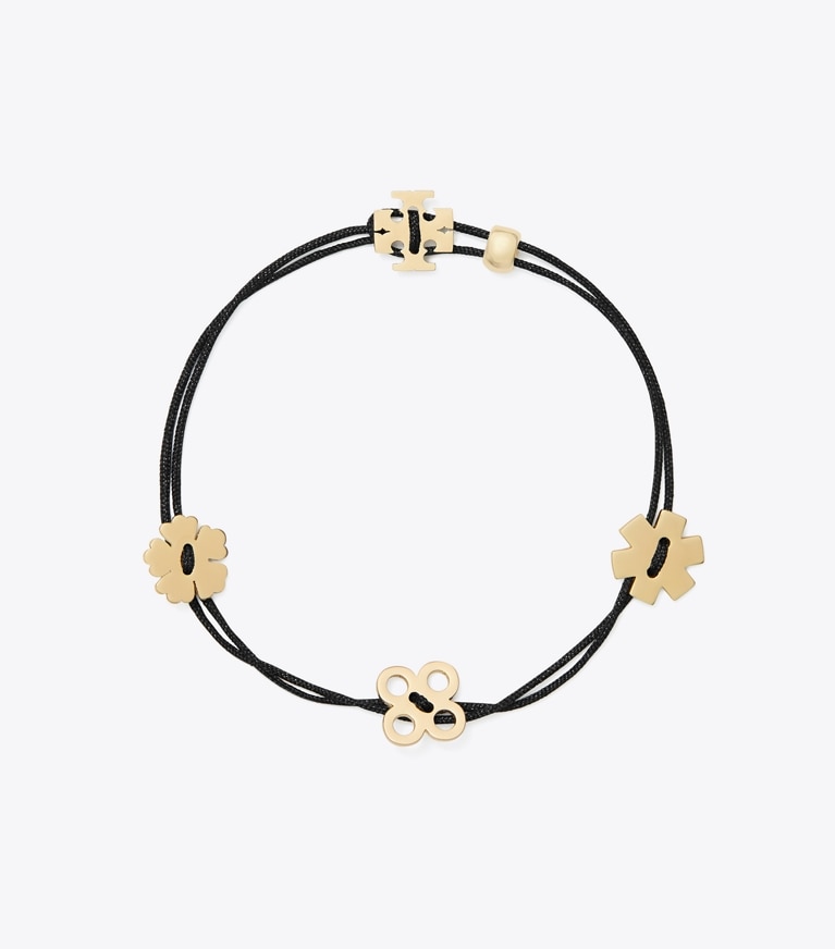 Tory Burch designer bracelets Forget Me Not Cord Bracelet in Black front