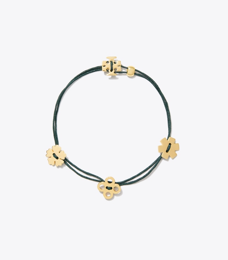 Tory Burch designer bracelets Forget Me Not Cord Bracelet in Dark Kale front