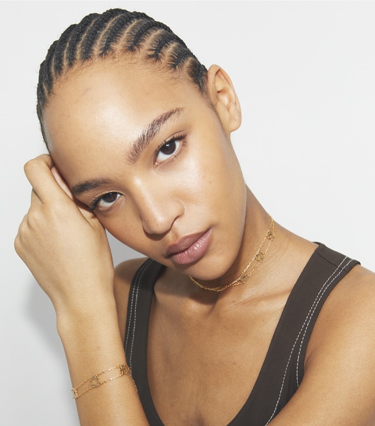 Tory Burch designer bracelets Forget Me Not Double-Strand Bracelet in Tory Gold front