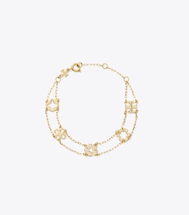 Tory Burch designer bracelets Forget Me Not Double-Strand Bracelet in Tory Gold front