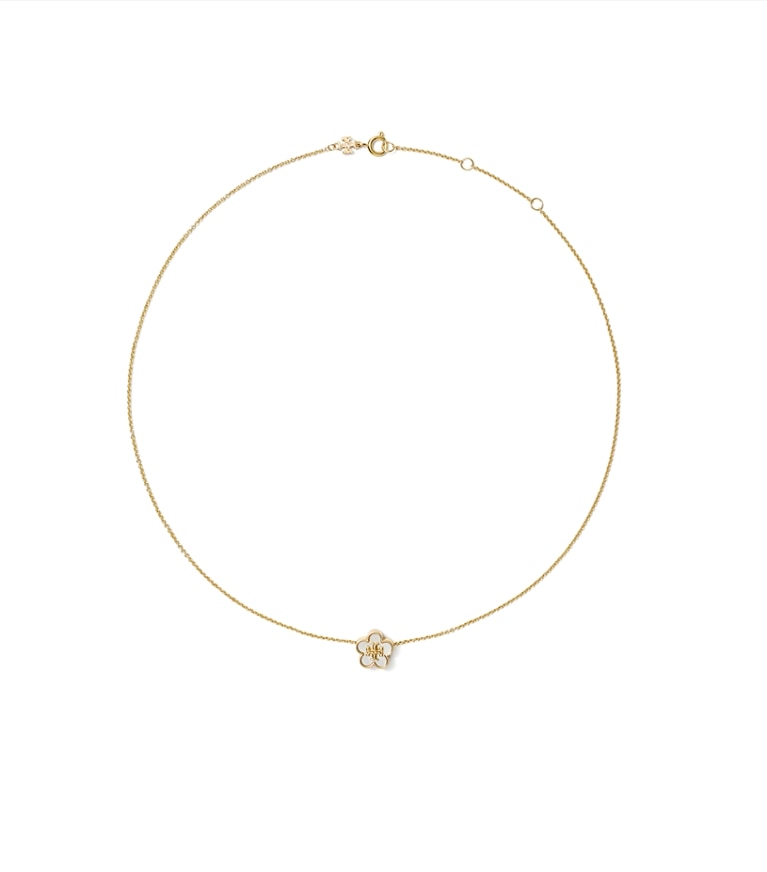 Tory Burch designer halsketten Forget Me Not Halskette mit Blumenanhänger in Tory Gold / Mother of Pearl additional