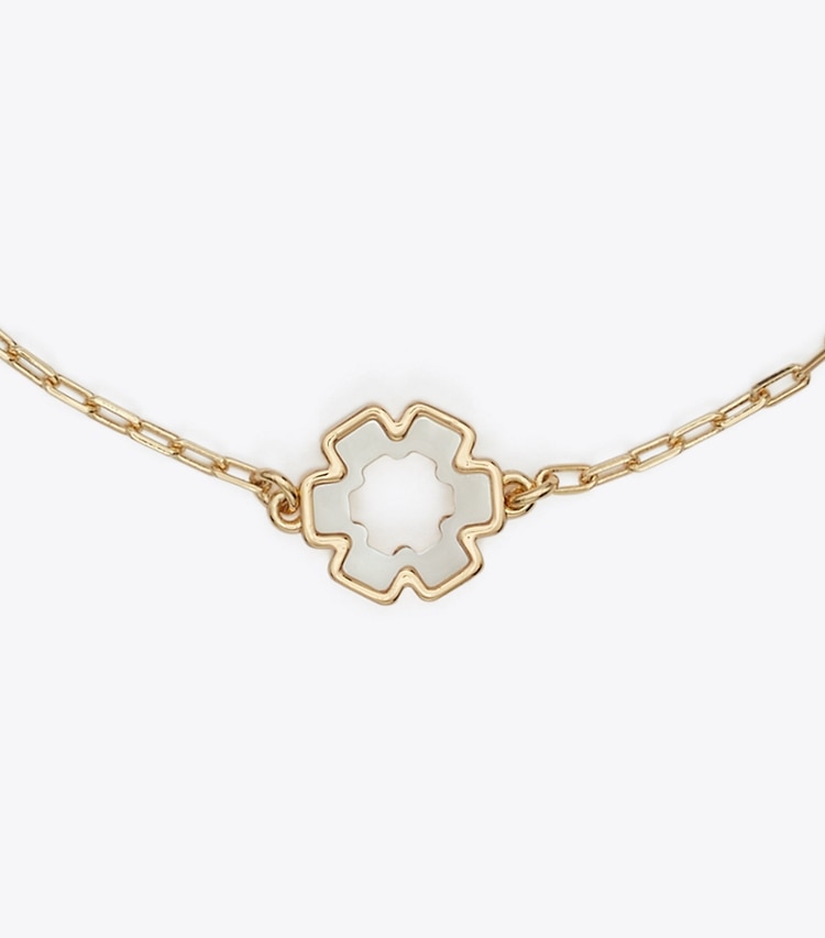 Tory Burch designer bracelets Forget Me Not Hex Bracelet in Tory Gold / Mother of Pearl detail