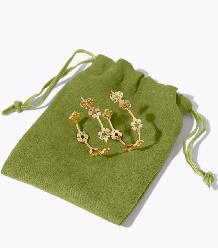 Tory Burch designer イヤリング＆ピアス フォーゲットミーノット フープピアス in Tory Gold editorial