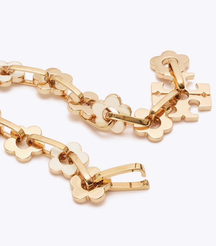 Tory Burch designer bracelets Forget Me Not Interlocking Bracelet in Tory Gold / New Ivory detail