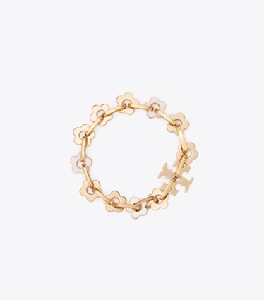 Tory Burch designer bracelets Forget Me Not Interlocking Bracelet in Tory Gold / New Ivory front