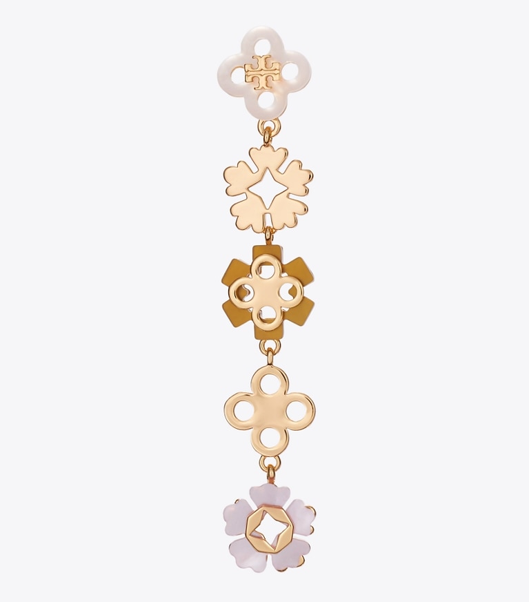 Tory Burch diseñador aretes Forget Me Not Linear Earrings en Tory Gold / Multi detalle
