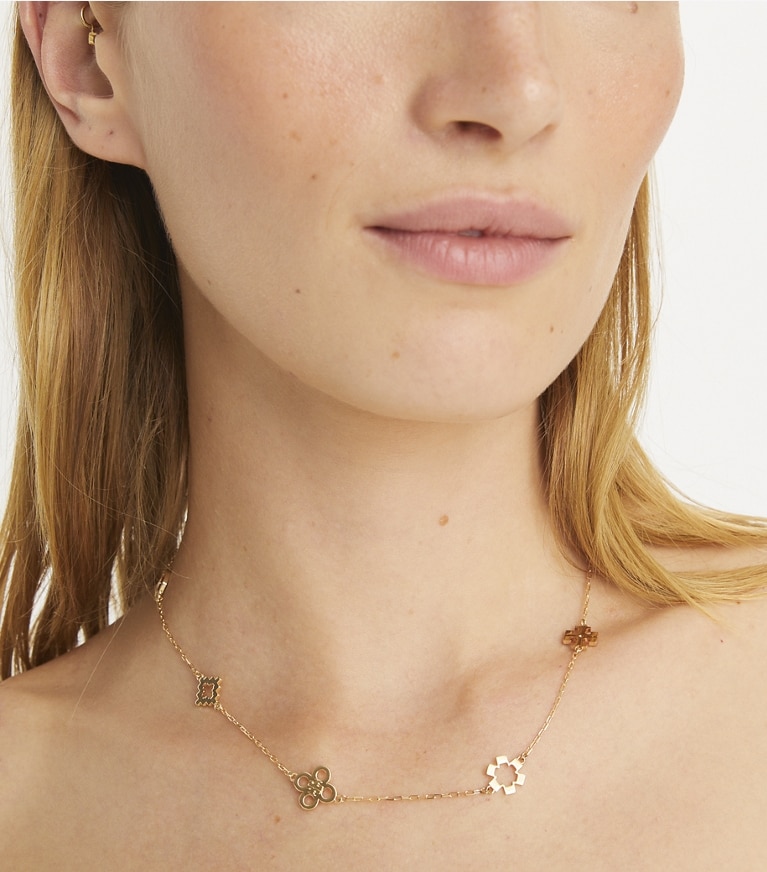 Tory Burch designer ネックレス キラ クローバー ネックレス in Tory Gold front
