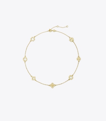 Tory Burch designer necklaces Forget Me Not Necklace in Tory Gold front