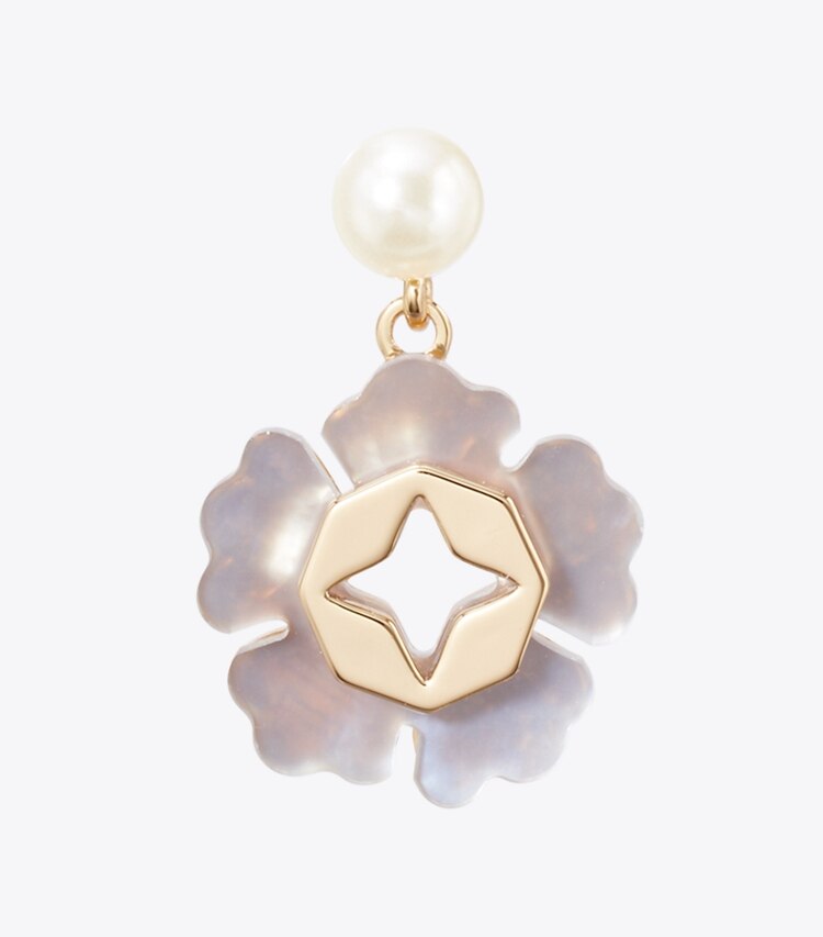 Tory Burch designer ohrringe Forget Me Not Ohrhänger mit Perle in Tory Gold / Blue detail