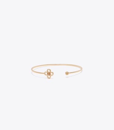 Tory Burch designer bracelets Forget Me Not Open Cuff in Tory Gold front