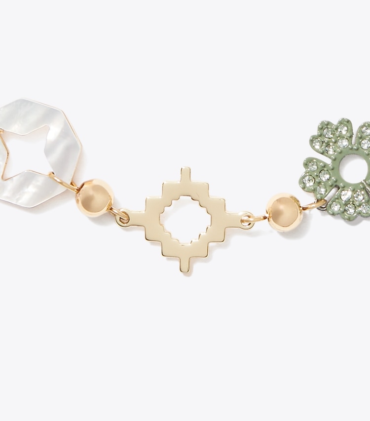 Tory Burch designer bracelets Forget Me Not Pavé Bracelet in Tory Gold / Multi detail